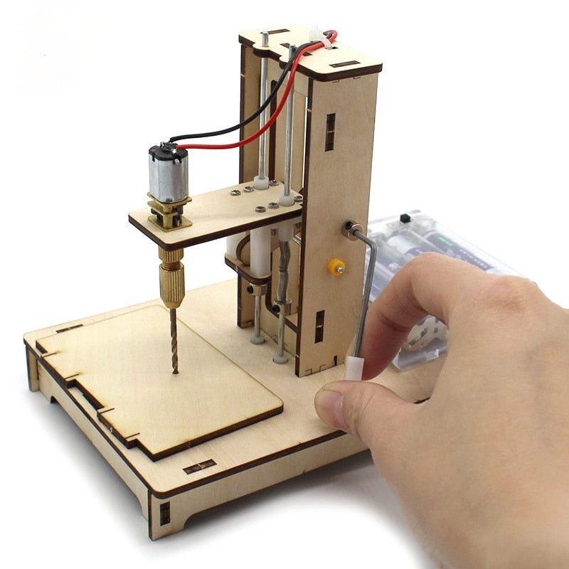 3D Wooden Puzzle DIY STEM Kits - Mini Table Drill & Coin Swallowing