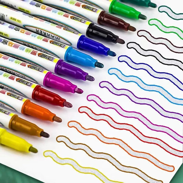 Unlock Your Creativity with Double Line Outline Art Pens - Set of 8 or 12