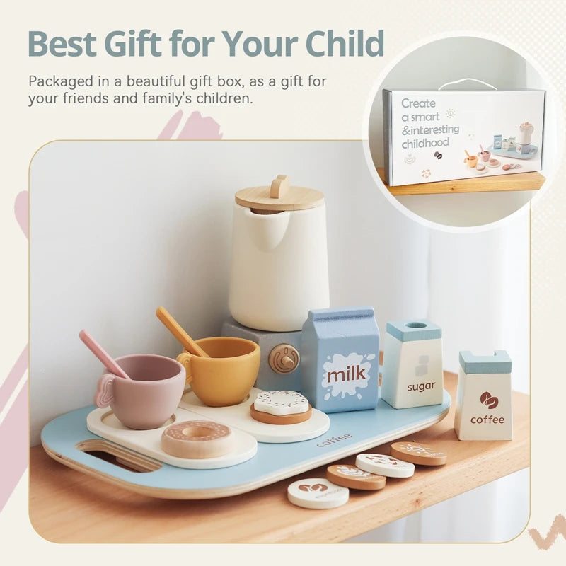 Montessori Wooden Coffee & Afternoon Tea Set – Pretend Play