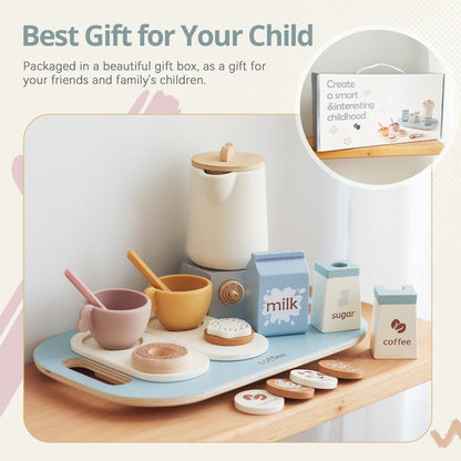 Montessori Wooden Coffee & Afternoon Tea Set – Pretend Play