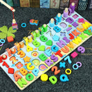 Montessori Educational Wooden Math Fishing Board Game