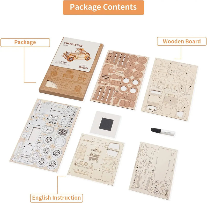 Robotime 3D Wooden Puzzles Car DIY Model Kits to Build Wooden Model