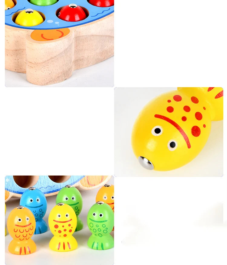 Wooden Toy Magnetic Fishing Toy Learning Fine Motor Skills Promote Parent Child Interaction Wooden Fishing Game for Boys Girls