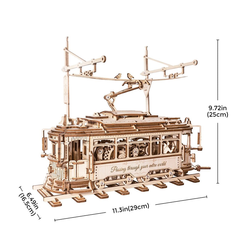 classic city tram car 3d wooden puzzle