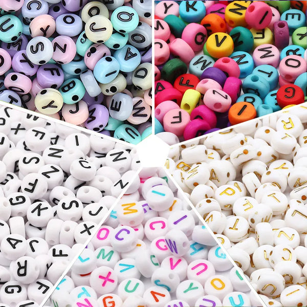 Acrylic Flat Letter Beads 