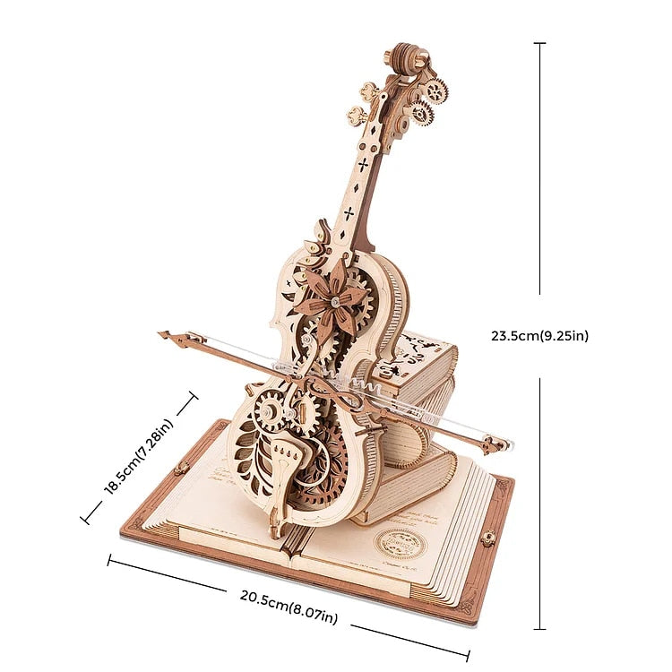 3D Wooden Puzzle ROKR Magic Cello Mechanical Music Box