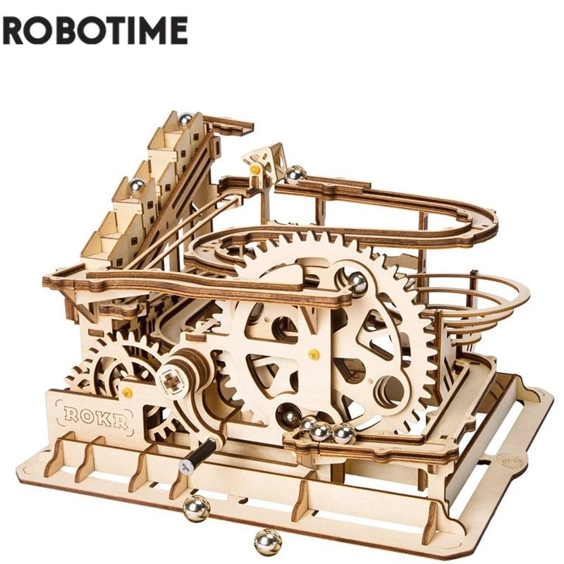 3D Wooden Puzzle 4 Varieties Robotime ROKR Marble Run Waterwheel DIY