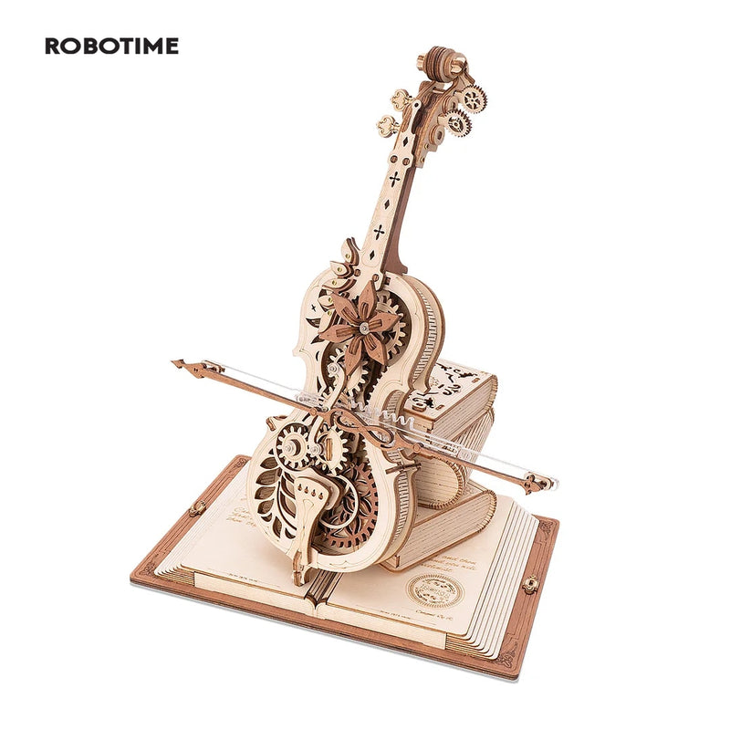 3D Wooden Puzzle ROKR Magic Cello Mechanical Music Box